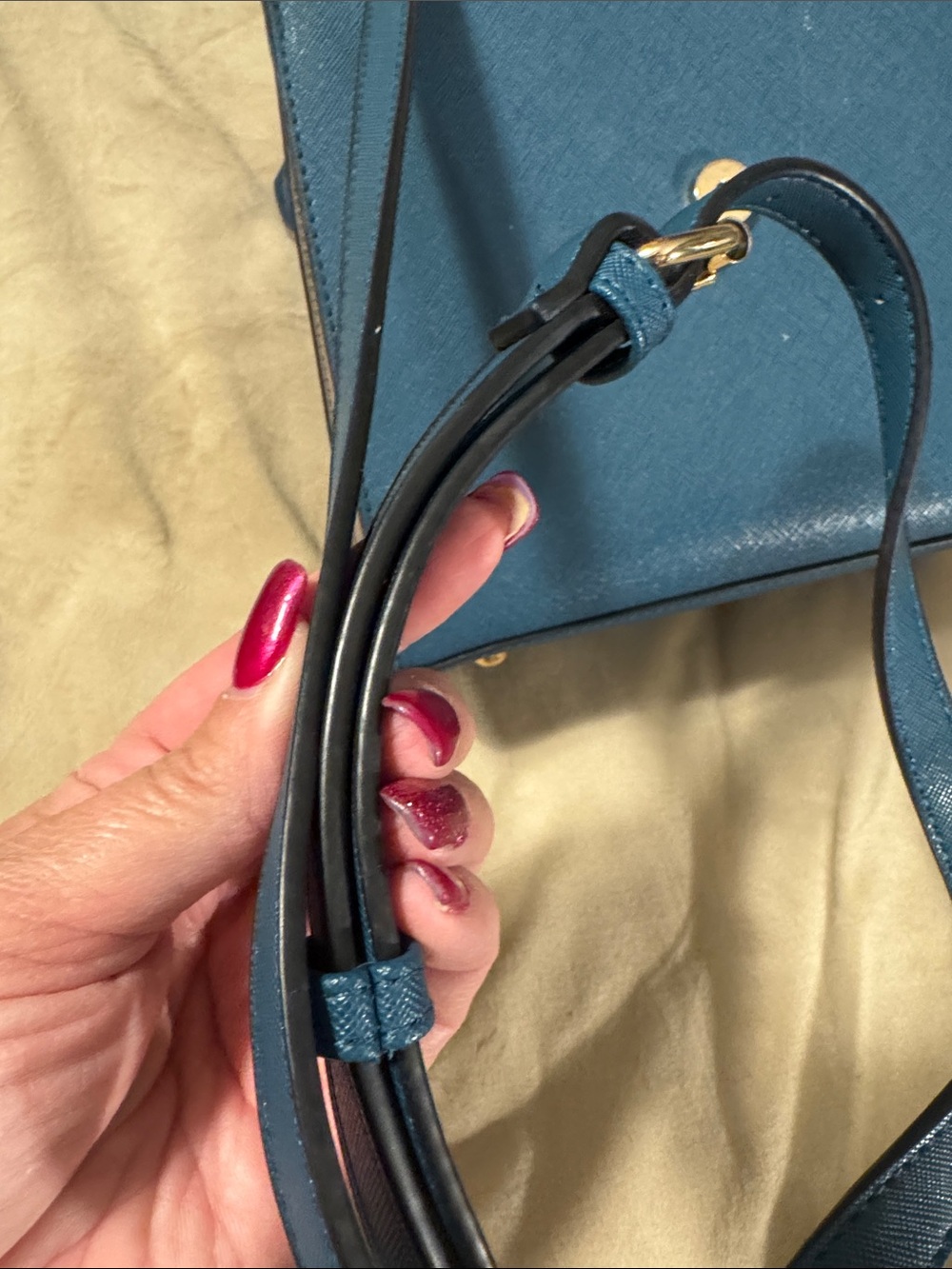 Dune of London Blue and Brown Structured Top-Handle Crossbody Bag - Picture 9 of 9